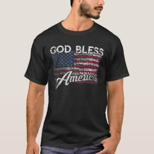 God zegene Amerika Amerikaanse vlag T-shirt 4 juli