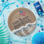 God zegene Amerika Beach teken Papieren Bordje (Feest)