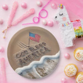 God zegene Amerika Beach teken Papieren Bordje (Feest)