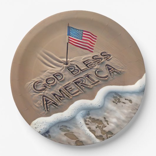God zegene Amerika Beach teken Papieren Bordje (Voorkant)
