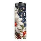 God zegene Amerika Bloemenvlag Thermosbeker (Voorkant)