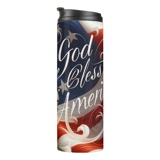 God zegene Amerika Bloemenvlag Thermosbeker (Geroteerd rechts)
