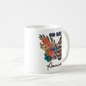 "God zegene Amerika" Boho Onafhankelijkheidsdag Koffiemok (Voorkant rechts)