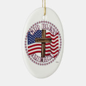 God zegene Amerika en kruis met de VS vlag 50 ster Keramisch Ornament (Rechts)
