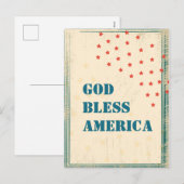 God zegene Amerika, junk retro wenskaart Feestdagenkaart (Voorkant / Achterkant)