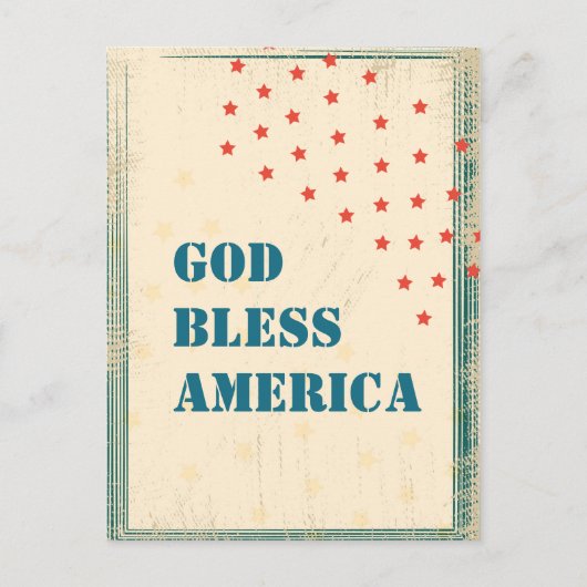 God zegene Amerika, junk retro wenskaart Feestdagenkaart (Voorkant)