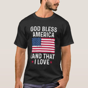 God zegene Amerika Land T Ik hou van Patriottische T-shirt