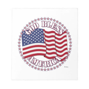 God zegene Amerika met de Amerikaanse vlag en 50 s Notitieblok