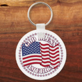 God zegene Amerika met de Amerikaanse vlag en 50 s Sleutelhanger (Voorkant)