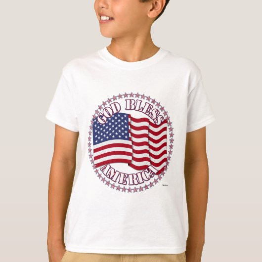 God zegene Amerika met de Amerikaanse vlag en 50 s T-shirt (Voorkant)
