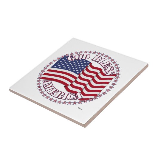 God zegene Amerika met de Amerikaanse vlag en 50 s Tegeltje (Zijkant)