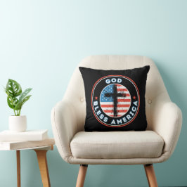 God zegene Amerika met Vlag en Kruis Kussen