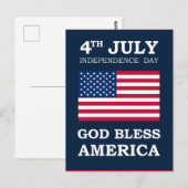 God zegene Amerika, Onafhankelijkheidsdag Briefkaart (Voorkant / Achterkant)