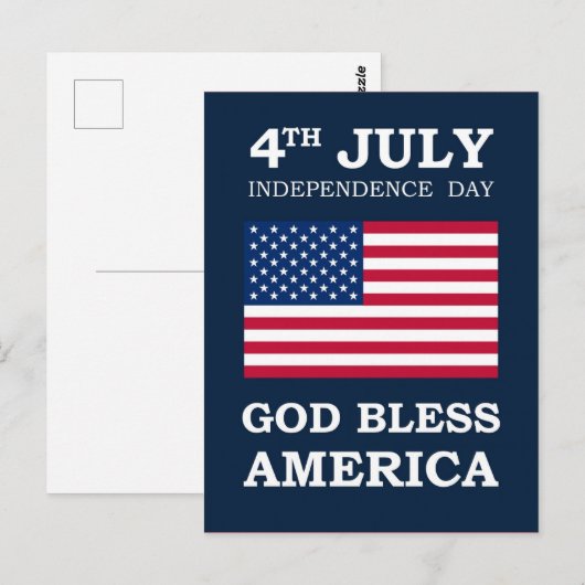 God zegene Amerika, Onafhankelijkheidsdag Briefkaart (Voorkant / Achterkant)
