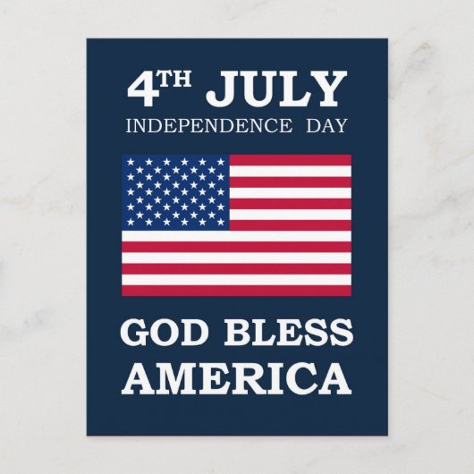 God zegene Amerika, Onafhankelijkheidsdag Briefkaart (Voorkant)