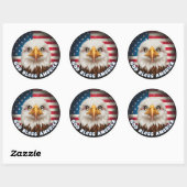 God zegene Amerika Onafhankelijkheidsdag Eagle Cir Ronde Sticker (Vel)