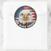 God zegene Amerika Onafhankelijkheidsdag Eagle Cir Ronde Sticker (Tas)