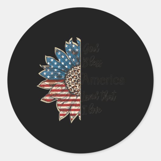 God zegene Amerika Patriottisch 4 juli Vlag VS Ronde Sticker (Voorkant)