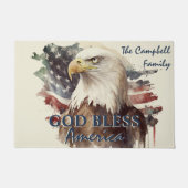 God zegene Amerika Patriottische Eagle Custom Fami Deurmat (Voorkant)