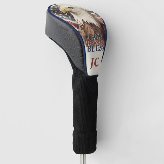 God zegene Amerika Patriottische Eagle Custom Init Golfheadcover (Schuin)