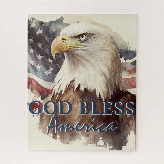 God zegene Amerika Patriottische Eagle Waterverf Legpuzzel (Verticaal)