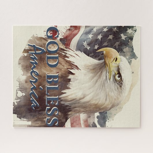 God zegene Amerika Patriottische Eagle Waterverf Legpuzzel (Horizontaal)