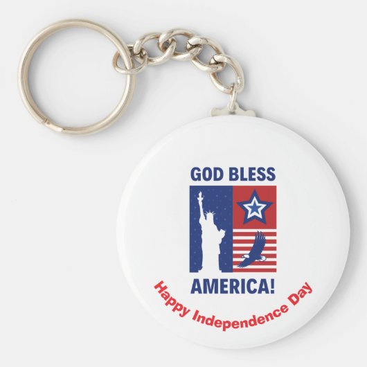 "God zegene Amerika" Patriottische symbolen Custom Sleutelhanger (Voorkant)