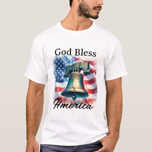 God zegene Amerika Patriottische vlag Liberty Bell T-shirt (Voorkant)