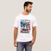 God zegene Amerika Patriottische vlag Liberty Bell T-shirt (Voorkant volledig)