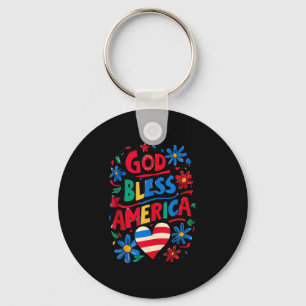 God zegene Amerika Patriottische Vlag van de VS Ch Sleutelhanger