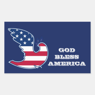 God zegene Amerika. Patriottische vredesduif Rechthoekige Sticker