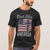 God zegene Amerika Patriottische VS Vlag T-shirt (Voorkant)