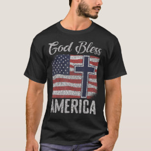 God zegene Amerika Patriottische VS Vlag T-shirt