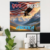 GOD ZEGENE AMERIKA POSTER (Thuiskantoor)