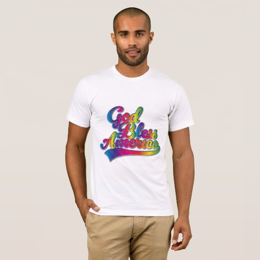 God zegene Amerika Regenboog logo T-shirt (Voorkant volledig)