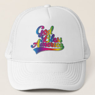 God zegene Amerika Regenboog logo Trucker Pet