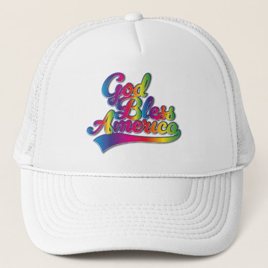 God zegene Amerika Regenboog logo Trucker Pet (Voorkant)