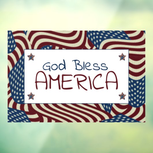 God zegene Amerika rood wit blauw vlaggen Raamsticker (Vel 3)