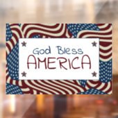 God zegene Amerika rood wit blauw vlaggen Raamsticker (Vel 2)