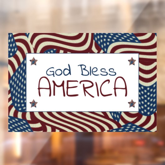 God zegene Amerika rood wit blauw vlaggen Raamsticker (Vel 2)