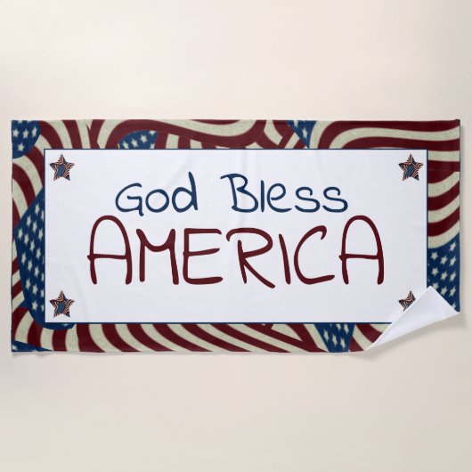 God zegene Amerika rood wit blauw vlaggen Strandlaken (Voorkant)