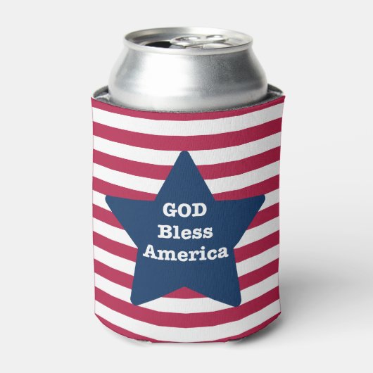 God zegene Amerika rood wit en blauw Blikjeskoeler (Blikje Voorkant)