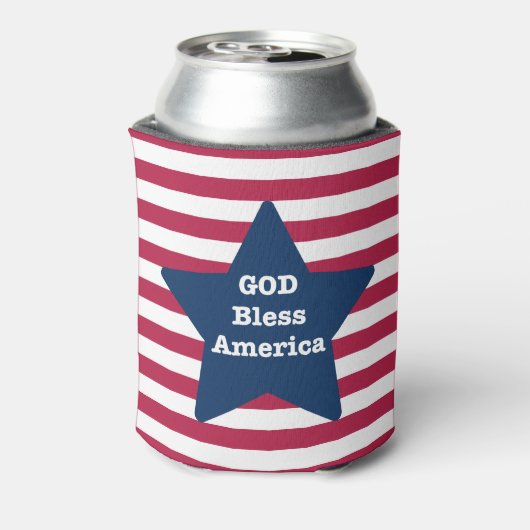 God zegene Amerika rood wit en blauw Blikjeskoeler (Blikje Achterkant)
