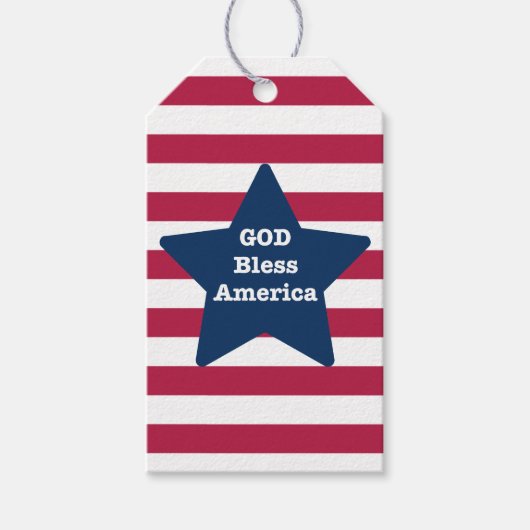 God zegene Amerika rood wit en blauw Cadeaulabel (Voorkant)
