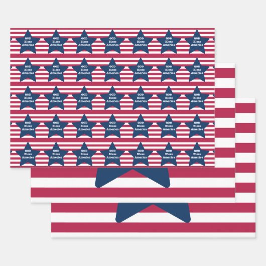 God zegene Amerika rood wit en blauw Inpakpapier Vel (Set)