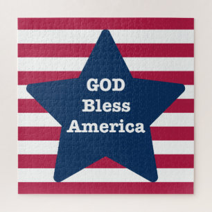 God zegene Amerika rood wit en blauw Legpuzzel
