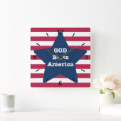 God zegene Amerika rood wit en blauw Vierkante Klok (Huis)