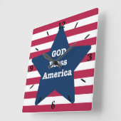 God zegene Amerika rood wit en blauw Vierkante Klok (Hoek)