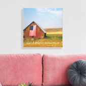 GOD ZEGENE AMERIKA SCHUUR VLAG EN VELDEN CANVAS AFDRUK (Insitu (Woonkamer))