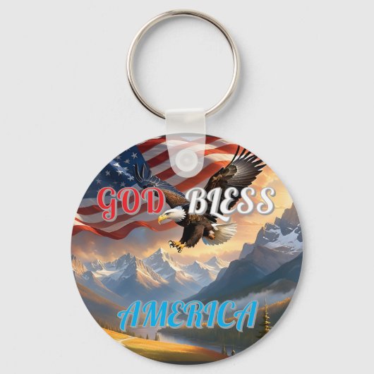 GOD ZEGENE AMERIKA SLEUTELHANGER (Voorkant)